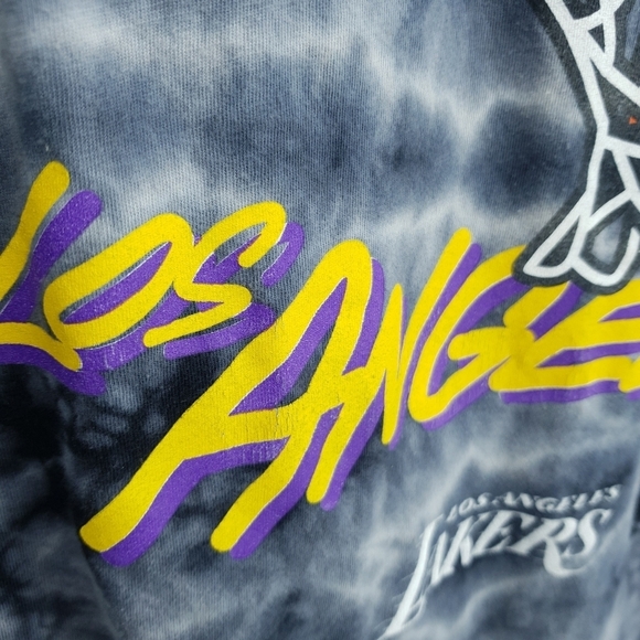 Y&R Lakers Los Angeles Basketball Grey Black Tie Dye Soft T Shirt Unisex XL - Picture 4 of 7